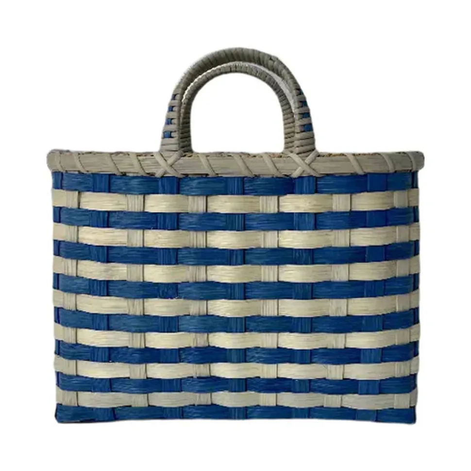 Retro-Travel Tote in Royal Blue & Grey