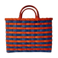 Retro-Travel Tote in Royal Blue & Tiger Lily