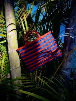 Retro-Travel Tote in Royal Blue & Tiger Lily