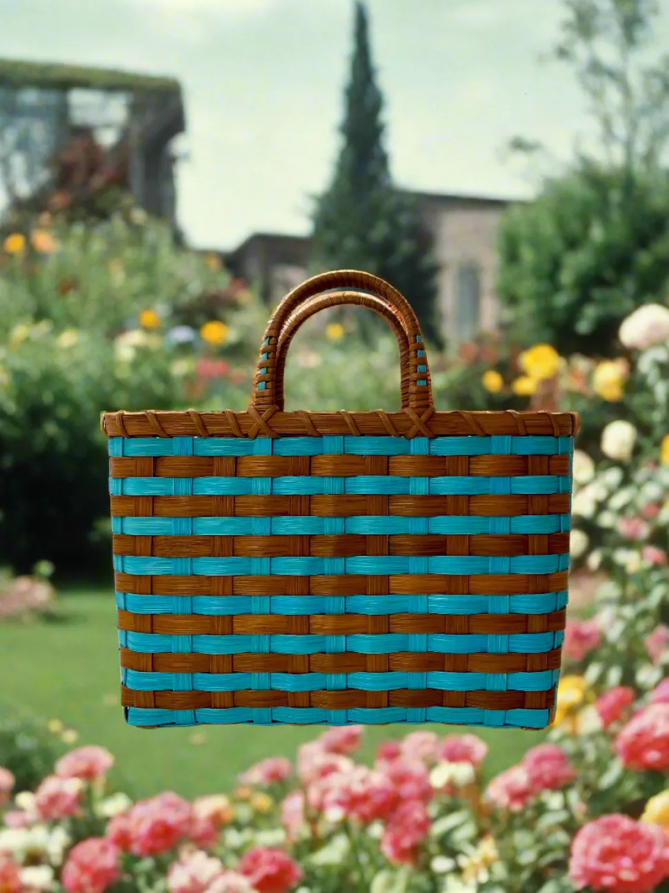 Retro-Travel Tote in Sea Glass & Rust