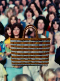 Retro-Travel Tote in Vintage Blue & Brown