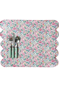 Reversible Cloud Placemat Made With Liberty Fabric in Betsy Candy Floss & Capel Fuchsia Pink
