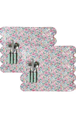 Reversible Cloud Placemat Made With Liberty Fabric in Betsy Candy Floss & Capel Fuchsia Pink