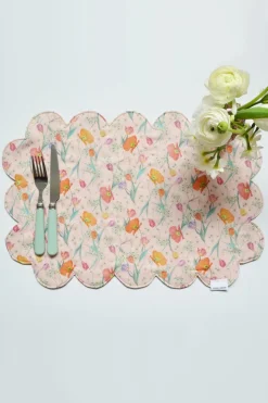 Reversible Cloud Scallop Placemat Made With Liberty Fabric in Spring Blooms & Betsy Boo