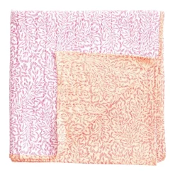Reversible Kantha Table Cover in Fuchsia Block Print Leaves