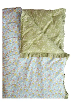 Reversible Ruffle Edge Heirloom Quilt Made With Liberty Fabric in Betsy Sage & Capel Pistachio