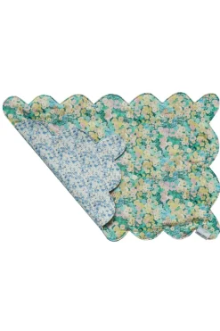 Reversible Scalloped Placemat Made With Liberty Fabric in Hollyhocks & Mitsi Valeria