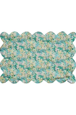 Reversible Scalloped Placemat Made With Liberty Fabric in Hollyhocks & Mitsi Valeria