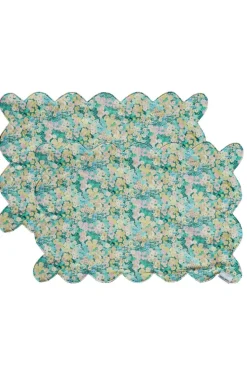 Reversible Scalloped Placemat Made With Liberty Fabric in Hollyhocks & Mitsi Valeria