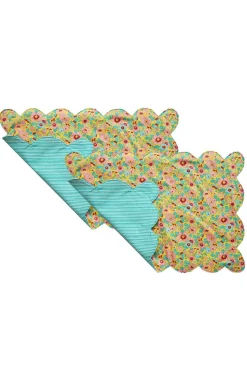 Reversible Scalloped Placemat Made With Liberty Fabric in Betsy Sunflower & Elements Green