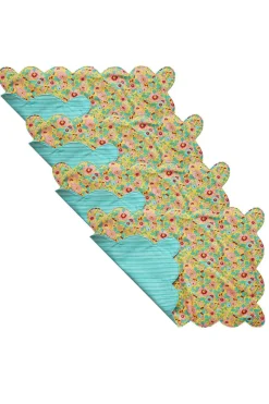 Reversible Scalloped Placemat Made With Liberty Fabric in Betsy Sunflower & Elements Green