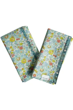 Reversible Stitch Napkin Set Made With Liberty Fabric in Betsy Sage & Strawberry Thief