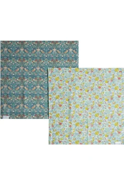 Reversible Stitch Napkin Set Made With Liberty Fabric in Betsy Sage & Strawberry Thief