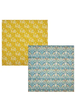 Reversible Stitch Napkin Set Made With Liberty Fabric in Strawberry Thief & Capel