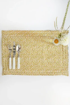 Reversible Stitch Placemat Made With Liberty Fabric in Feather Meadow & Annabella