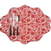 Reversible Wavy Placemat Made With Liberty Fabric in in Sambourne Red & Mitsi Valeria Red