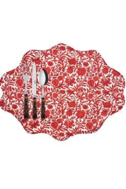 Reversible Wavy Placemat Made With Liberty Fabric in in Sambourne Red & Mitsi Valeria Red
