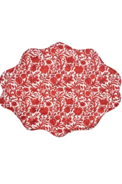 Reversible Wavy Placemat Made With Liberty Fabric in in Sambourne Red & Mitsi Valeria Red