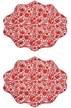 Reversible Wavy Placemat Made With Liberty Fabric in in Sambourne Red & Mitsi Valeria Red