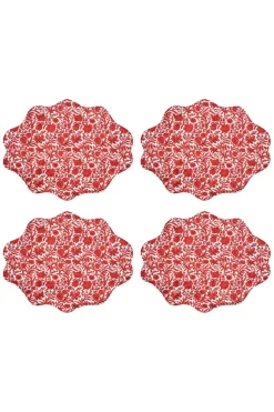 Reversible Wavy Placemat Made With Liberty Fabric in in Sambourne Red & Mitsi Valeria Red