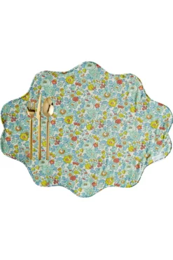 Reversible Wavy Placemat Made With Liberty Fabric in Betsy Sage & Strawberry Thief