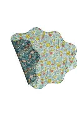 Reversible Wavy Placemat Made With Liberty Fabric in Betsy Sage & Strawberry Thief