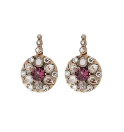Rhodolite And Diamond Earrings