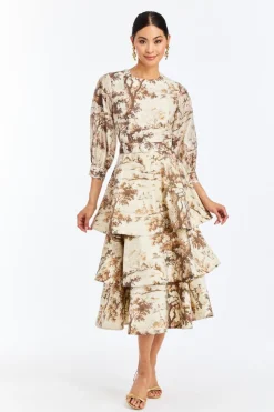 Rhonda Convertible Midi Dress in Chestnut Toile