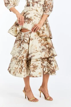 Rhonda Convertible Midi Dress in Chestnut Toile