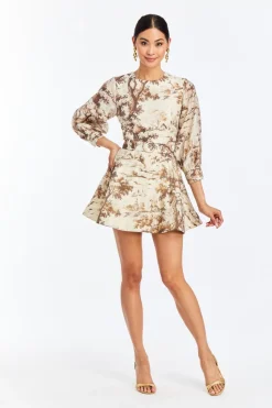 Rhonda Convertible Midi Dress in Chestnut Toile