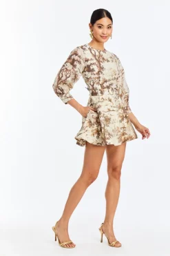 Rhonda Convertible Midi Dress in Chestnut Toile