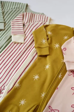 Ribbed Baby Footless Sleeper in Stripes Away Berry