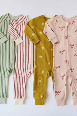 Ribbed Baby Footless Sleeper in Stripes Away Evergreen