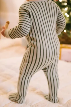 Ribbed Baby Sleeper in Stripes Away Evergreen