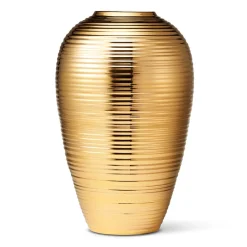 Ribbed Calinda Tapered Vase in Gold