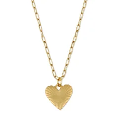 Ribbed Heart of Gold Necklace
