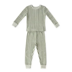 Ribbed Kids Pajama in Stripes Away Evergreen