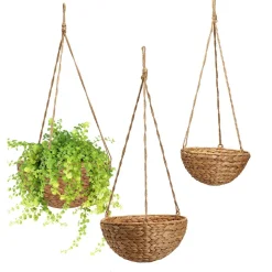 Rice Nut Weave Round Hanging Basket, Set of 3