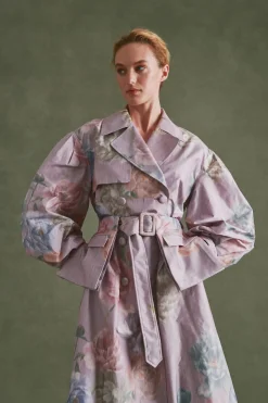 Riding Trench in Lilac Floral Taffeta