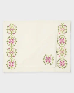 Rohida Embroidered Napkins, Pink and Green, Set of 2