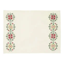 Rohida Embroidered Placemat, Red and White, Set of 2
