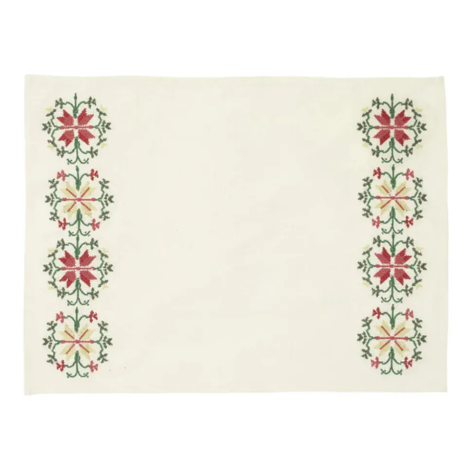 Rohida Embroidered Placemat, Red and White, Set of 2