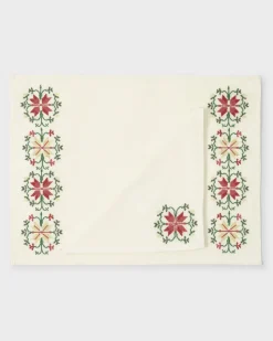 Rohida Embroidered Placemat, Red and White, Set of 2
