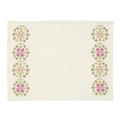 Rohida Embroidered Placemat, Pink and Green, Set of 2