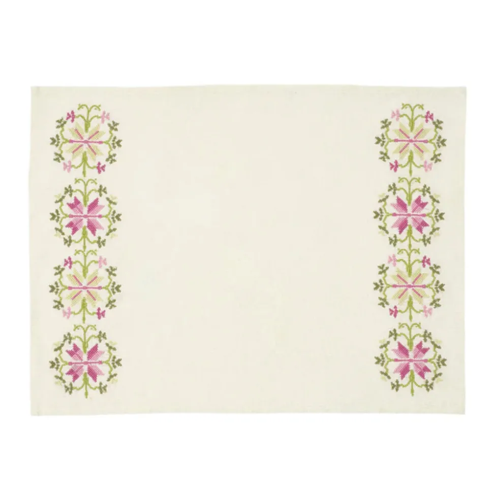 Rohida Embroidered Placemat, Pink and Green, Set of 2