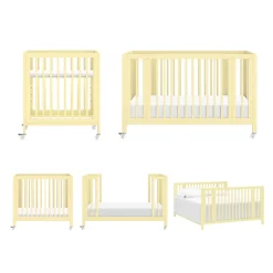 Rolli 9-in-1 Convertible All-Stages® Crib with Bassinet & Toddler Bed Conversion Kits in Pale Yellow