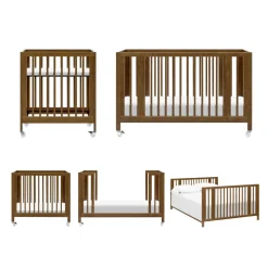 Rolli 9-in-1 Convertible All-Stages® Crib with Bassinet & Toddler Bed Conversion Kits in Natural Walnut