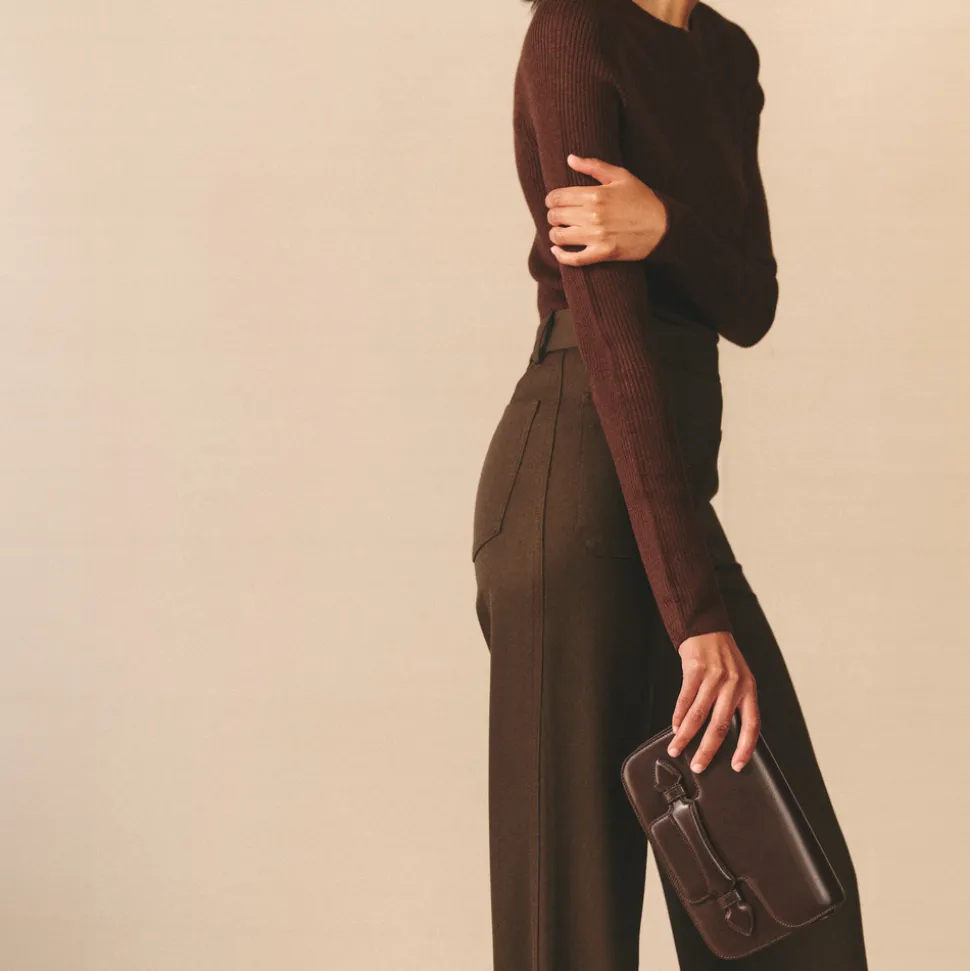 Romy Clutch in Box Calf Palmellato Chocolate