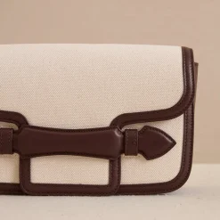 Romy Clutch in Canvas Natural & Soft Chocolate