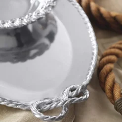 Rope Knot Handled Oval Serving Tray